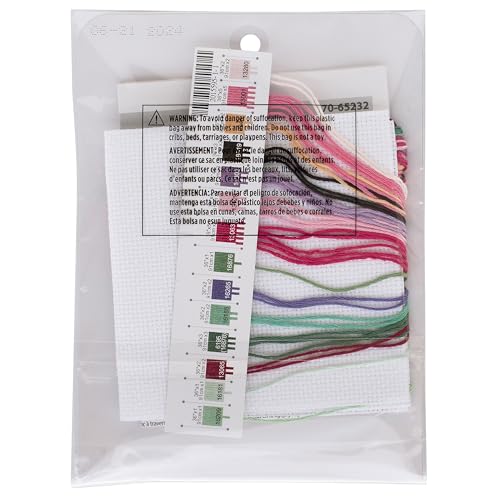 Image of Dimensions 70-65232 Teacup House Counted Cross Stitch Kit for Beginners, 6 inch x 6 inch 14 Cnt. White Aida, 4 Pieces