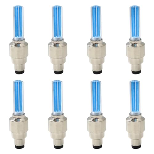 8 Pcs 2025 Upgraded Cylindrical Shape Neon Bicycles Valve Lamp Car Motorcycle Cool LED Wheel Tire Light with Battery Bike Valve Caps Flash Blue (Blue LED)