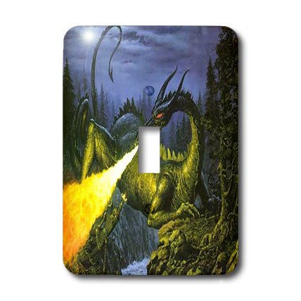 Interrupteur simple Dragon Cracheur de Feu de 3dRose pour Décoration Murale