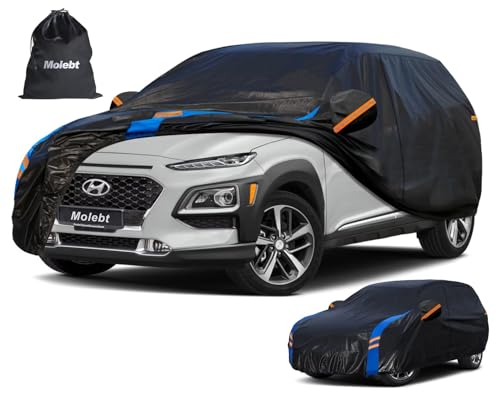 Image of Custom Fit SUV Car Cover for Hyundai Kona (2017-2026), Upgraded Waterproof All Weather Outdoor Auto Cover with Driver Door Zipper & Mirror Pockets, UV /Snow /Dust Protection