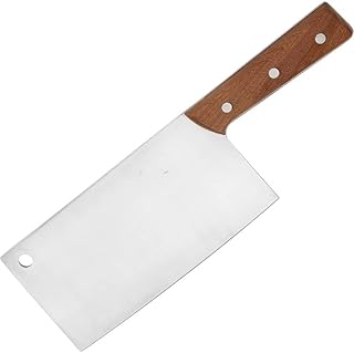 Stainless Steel Meat And Vegetable Cleaver Knife With Ergonomic And Sturdy Wooden Handle 33 * 12 Cm (Beige & Silver)