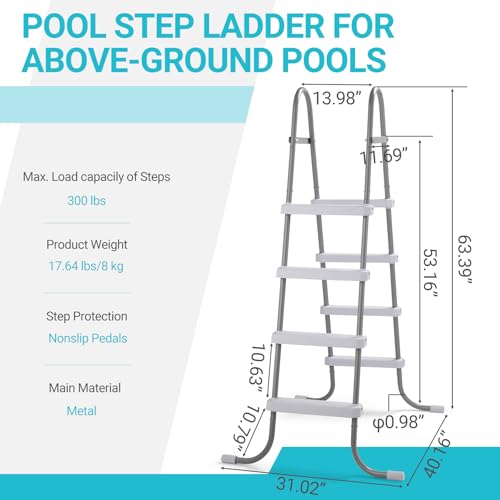 Escalera para piscina 4 peldaños acero inoxidable miniatura 7