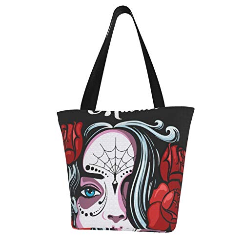 Diseño de cartel del día de los muertos Bolsas de tela reutilizables para compras de comestibles, bolsas de moda para manualidades, diseños creativos