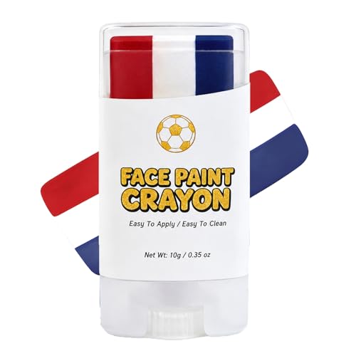 Face Body Paint Stick Red White Blue,France Soccer Fan Face Paint Crayon for World Cup 2026,One Swipe Game Day Face Makeup,Washable Flag Face Paint,Non-Toxic,for Softball,Football,Baseball