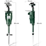 GARDIGO® Wasserstrahl Tiervertreiber I Vogelabwehr, Reiherschreck, Katzenschreck für Garten | PIR-Bewegungsmelder I Reichweite bis zu 10 m I Vogelschreck, Katzenabwehr, Hundeabwehr | Inkl. Batterien