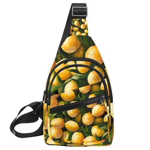 Sac à bandoulière jaune citrons jaune imprimé coloré dynamique