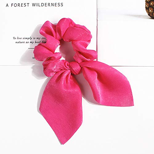Dinprey DIN-38 Solid Colors Hair Scrunchies Cute Bunny Ears Hair Ties Ponytail Holders thumb #3
