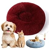 2026 Neu Das Beste Anti-Angst Hundebett, Hundekissen Rund Kunstfell, Abnehmbar Waschbar Orthopädisches Hundebett, Erhöhen Sie Die Kante, für Kleine Mittelgroße Grosse Hunde(Burgunderrot,60 cm)