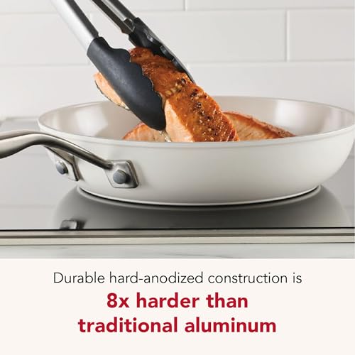 KitchenAid Hard Anodized Ceramic Induction Nonstick Cookware Frying Pan/Skillet with Lid, Dishwasher Safe, 12.25 Inch Non Stick Fry Pan with Stainless Steel Handle - Porcelain White by KitchenAid - Image 3
