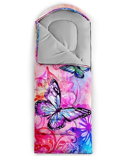 Image of QOOMO Axolotl Cute Camping Sleeping Bags,3 Season Warm & Cool Weather,Lightweight,Waterproof Sleeping Bags for Adults & Kids,Traveling,and Outdoors