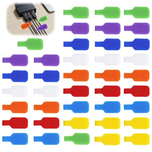 40 Etiquetas para Cables Eléctricos, Etiquetas para Cables, Impermeable Etiquetado de Cables, Reutilizables Y Versátiles, para Organizar E Identificar Cables