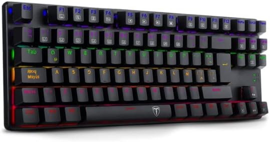 Side view of T-DAGGER Bora T-TGK313 keyboard with rainbow backlighting
