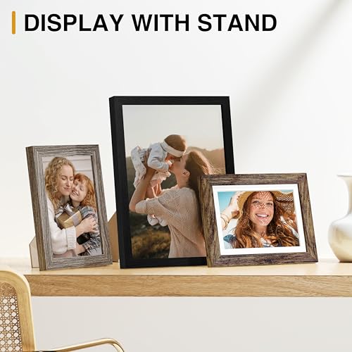Image of Vittanly 15 Pack Picture Frames Collage Wall Decor, Multi Sizes Including 3pcs 8x10, 6pcs 5x7 and 6pcs 4x6 Photo Frames, Gallery Frame Set for Wall or Tabletop Display, Black, Brown and Dark Grey