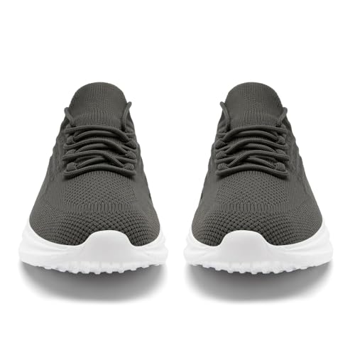 Image of DLWKIPV Running Shoes for Men Casual Slip on Tennis Walking Sneakers Lightweight Breathable Mesh Fashion Gym Athletic Sports Workout Non Slip Trainers Dark Gray W Size 10