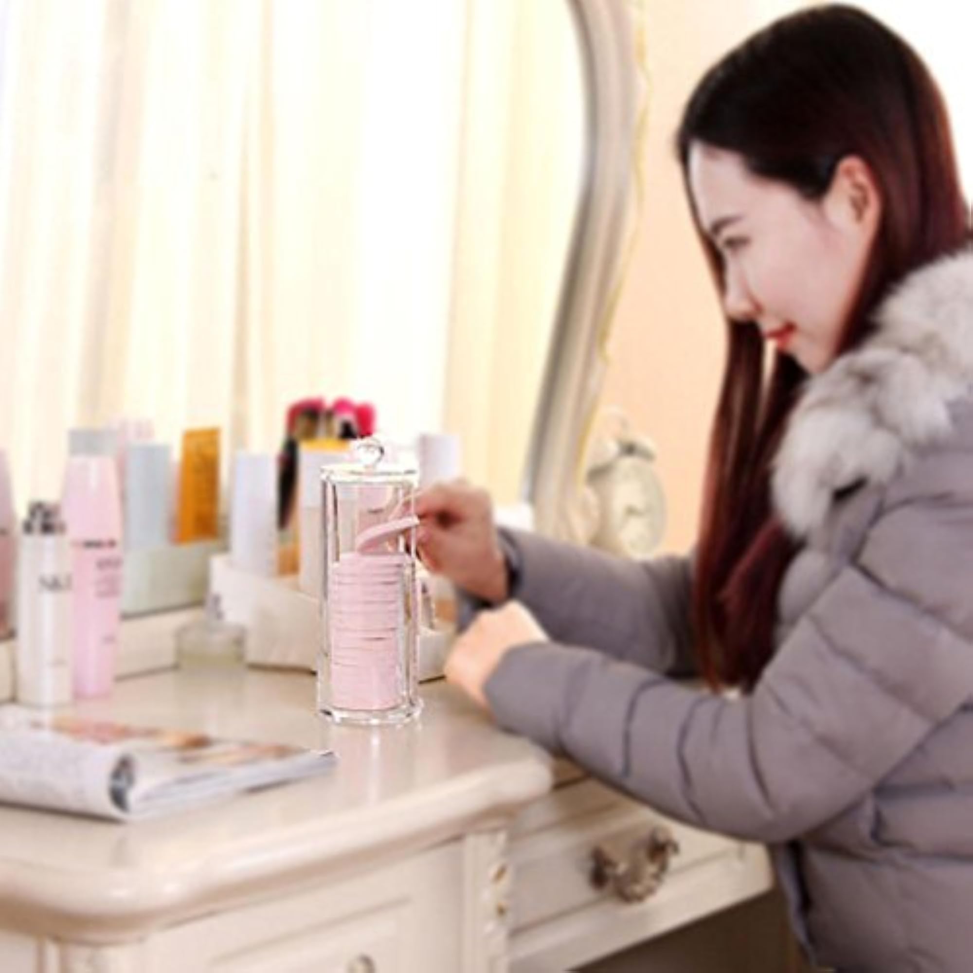 Acrylic Cotton Swab Organiser Box, Makeup Storage