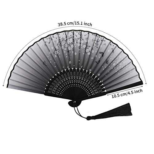 Aoipamkel Folding Fan Hand Held Fan, 4 Pcs Japanese Fan Foldable Hand Fan, Silk Paper Fans With Tassel, Hollowed Fringe Foldable Fan, Handheld Fan Foldable For Wedding, Party, Gifts, Wall Decoration #TOP1