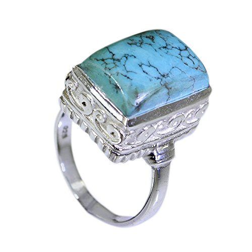Bague turquoise en argent 925 véritable cadeau vintage fait main taille H-Z