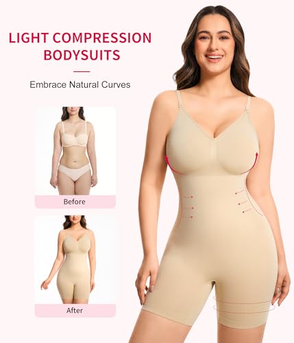 Gotoly Shapewear Bodysuit for Women Tummy Control Seamless Full Body Shaper V-Neck Waist Trainer Snatched Body Suit4