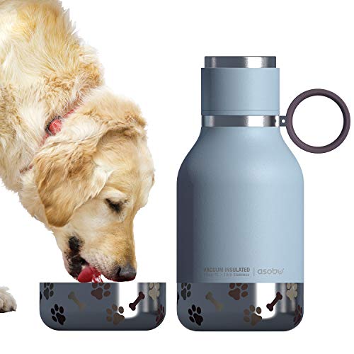 asobu Dog Bowl Attached to Stainless Steel Insulated Bottle 1 Liter (Blue)