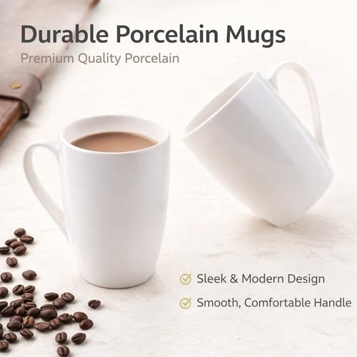 GBhome White Coffee Mugs Set of 12, 12 oz Ceramic Coffee Cups - Image 4