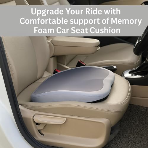 Image of Memory Foam Cars Neck and Lumbar Support Pillow, Removable Cover, Head Rest Support for Cars, Office Chair, Black, 1 Pack (Seat Cushion (Gray))