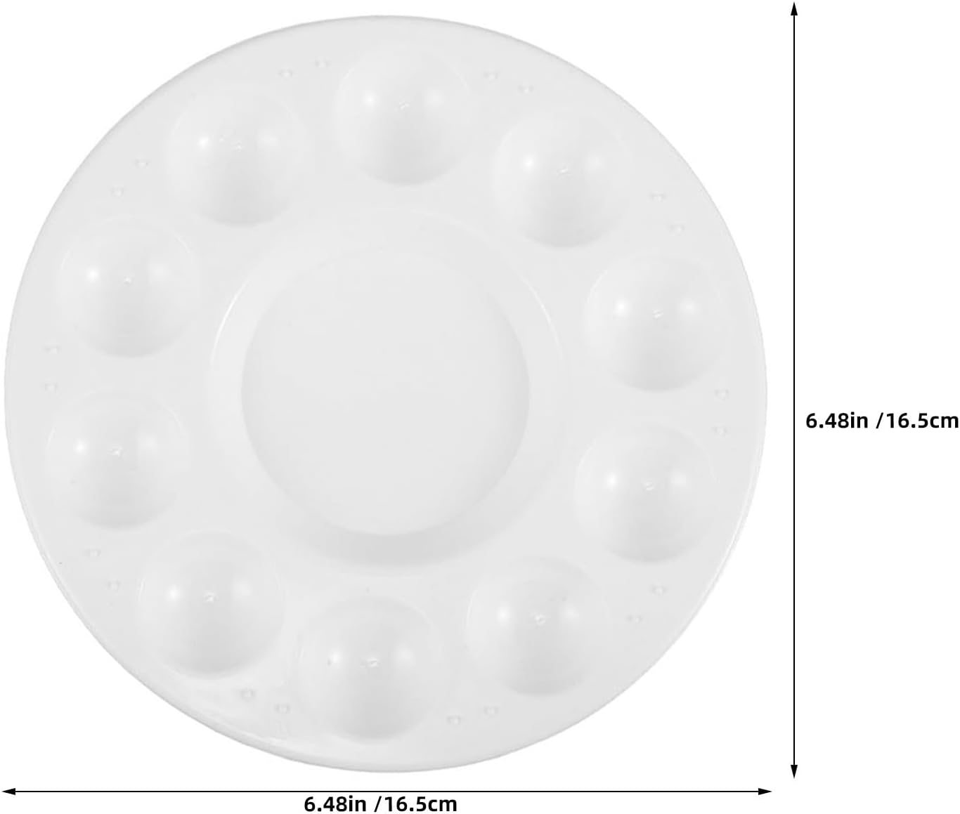 Generic 18pcs White Round Plastic Paint Tray Palettes with 10 Wells for Holding Enough Paint Reusable Art Mixing Tray Suitable for Indoor and Classroom Use