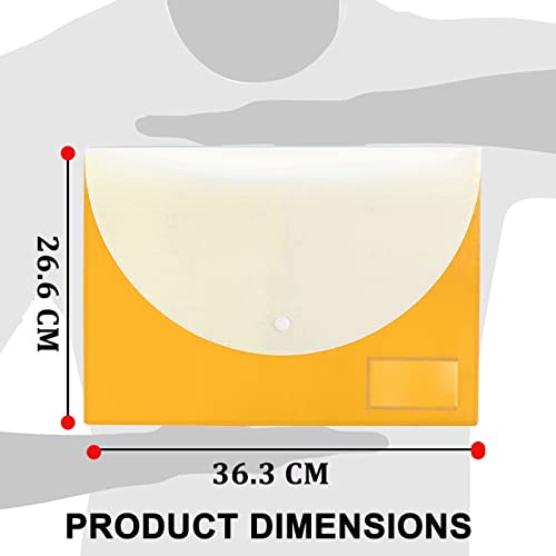 Image of Shuban 12 Pcs Double Pocket Document Folder Letter Fs Size File Envelopes with Label Pocket & Paste Button for School Office Organization(Deluxe), Multi