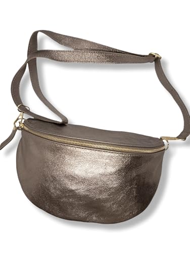 Sac banane en cuir véritable italien bronze irisé à offrir en cadeau de prestige pour elle