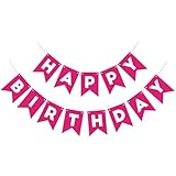 Hot Pink Happy Birthday Banner Birthday Sign for Backdrop Happy Birthday Decorations for Women Girls Kids Birthday Party Wall Door Garland Bunting Banner Hot Pink Party Supplies