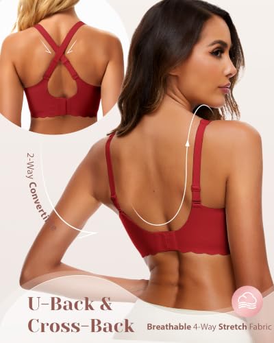 Image of Deep V Petal Bras for Women No Underwire Soft Wireless Bras Comfort Seamless Bralettes with Extender