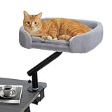 PAWZ Road Katzenbett für Schreibtisch mit interaktivem Plüschball, Katzenkorb, 360° drehbar Katzenbettständer, Katzen Hängematte für Kratzen, Katzenbett, unterstützt bis zu 22.5kg, Grau