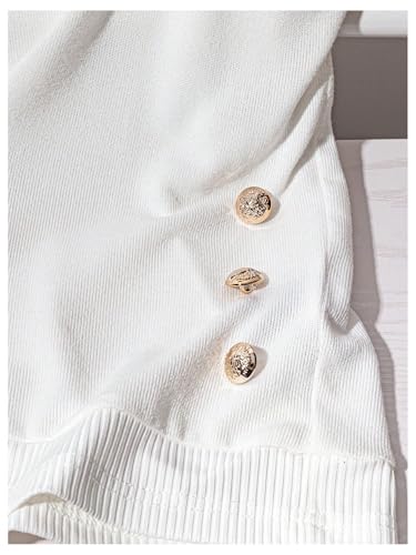 GORGLITTER Women's Cap Sleeve Sweater Vest Button Crew Neck Lightweight Knit Tank Tops Business Casual Pullover4