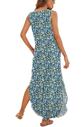 Image of Hount Women's Casual Summer Sleeveless Dress Loose Split Maxi Dresses with Pockets