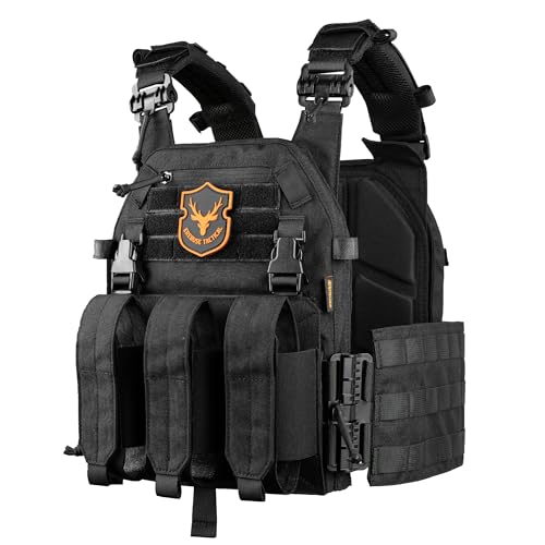 EREBUSE Tactical Airsoft Vest Adjustable Molle Modular Paintball Vest for MenBlack