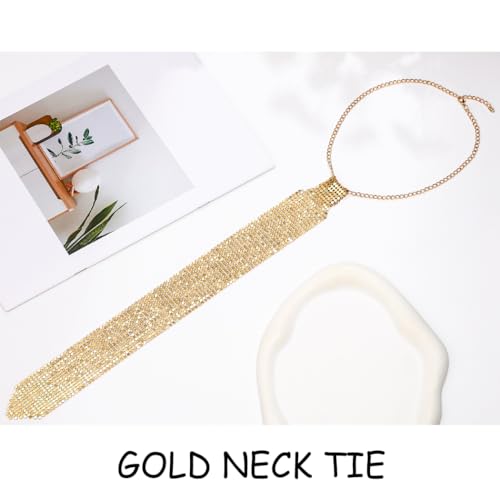 Sequins Neck Tie Black Sequins Strands Necklace Gothic Long Neck Tie Jewelry for Party Prom Daily4