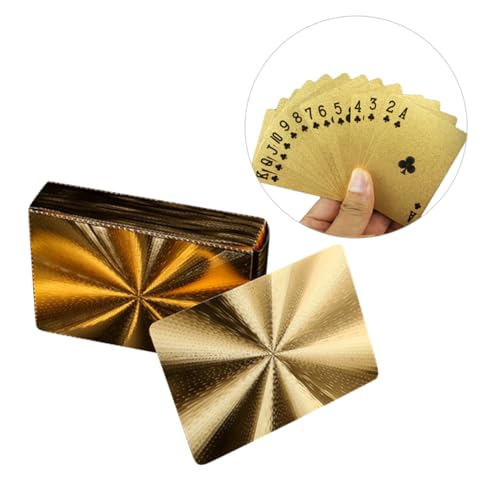 TOYANDONA wasserdichte Pokerkarten Goldfolie Kunststoff Glänzende Spielkarten Robust Für Zuhause Bar Büro Unterhaltung – Bild 5