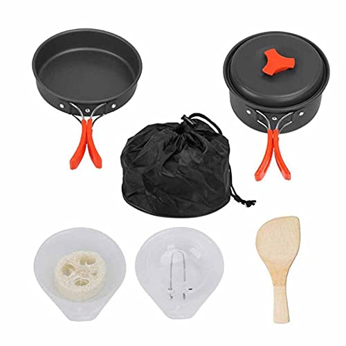 ポータブル キャンプ 食器 クッキングセット アウトドア 調理器具 パン ポット ボウル スプーン 用品 ハイキング ピクニック 旅行 ワイルド Campismo (カラー: A) (B)