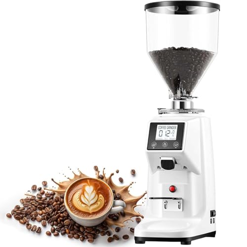 WDDEYYDS Molinillo de Café Grinding Master – Muelas Planas de 60 mm, 19+ Niveles de Molienda, Soporte de Embudo Desmontable, Diseño Antiobstrucción, Cold Brew, Espresso 1500ml-White