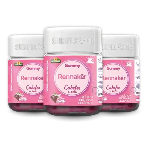 Gummy Hair Rennaker - Biotina - Silício Orgânico - Selênio - Deliciosas Gummy sabor Uva - 60 Gummy -