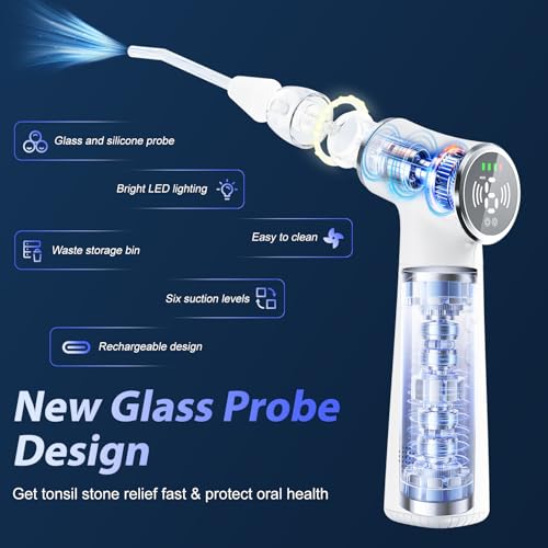 Image of Upgraded Electric Tonsil Stone Remover - High-Precision & Painless Cleaning, Food-Grade Material, 6 Suction Levels | Tonsil Stone Removal Kit with LED Light, Oral Protection & 11 Attachments
