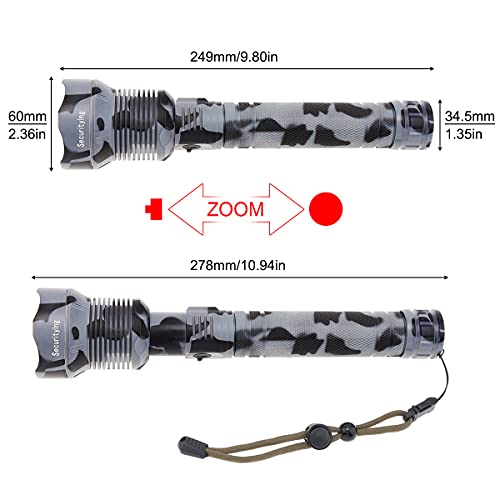 Securitying Camouflage Resistant Zoomable 9000 Lumen Usb Rechargeable Tactical Led Flashlight With 3 Modes For Camping/Hunting/Riding (Without Batteries) #TOP1