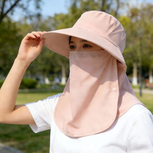 Image of UPF 50+ 3-in-1 Sun Hat for Women, Wide Brim UV Protection Visor Hat with Detachable Neck Flap & Face Cover