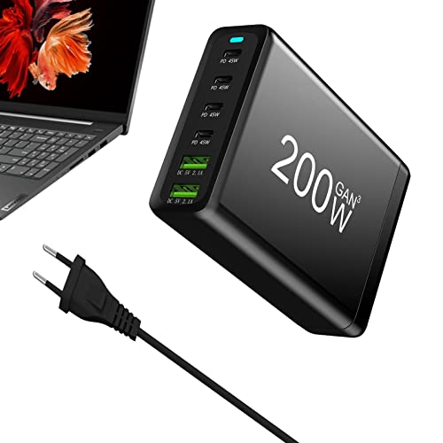 Carregador USB Múltiplo - carregamento rápido mesa 6 portas 200W,Carregador mesa compacto para vário