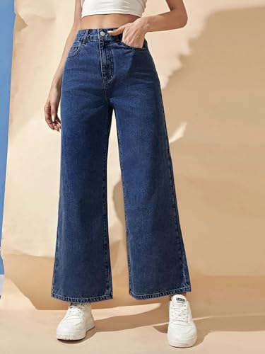 Image of Essential Wardrobe Staple Dark Blue Mid-Rise Stretch Denim Jeans for Women Dark Blue Jeans