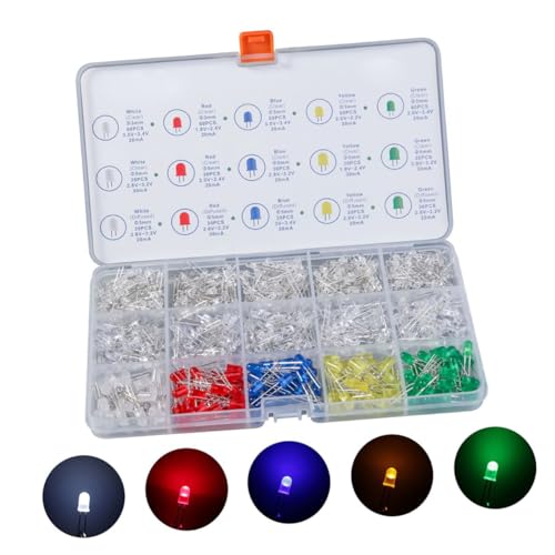 Diodos Emisores de Luz LED transparentes en kit de 600 piezas surtidas 6