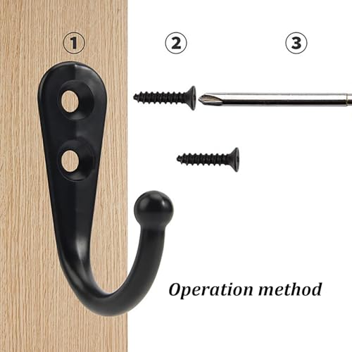 FuzlPnag 5 Stück Kleiderhaken Garderobenhaken Schwarz, Garderoben Haken Kleiderhaken, Wandhaken für Garderobe, Mantelhaken, Huthaken, Wand Haken