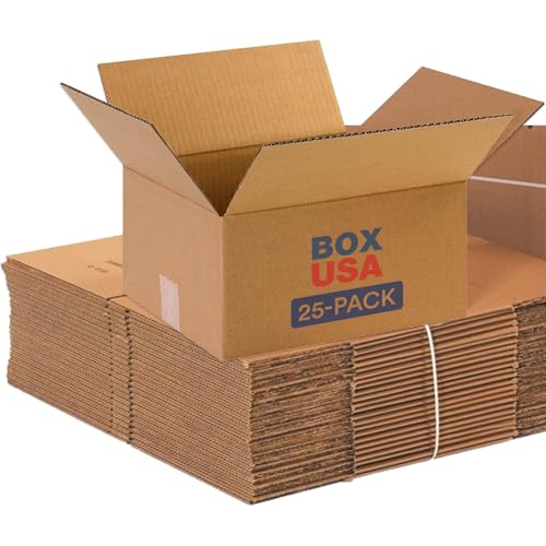 Image of BOX USA Shipping Boxes 12 inchL x 10 inchW x 6 inchH, 25-Pack Small Corrugated Cardboard Box for Shipping, Packaging, Moving, Storage Box for Home or Business, Strong Wholesale Bulk Boxes