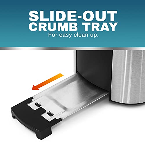 Elite Gourmet Ect-3100 Long Slot 4 Slice Toaster, Reheat, 6 Toast Settings, Defrost, Cancel Functions, Built-In Warming Rack, Extra Wide Slots For Bagels & Waffles, Stainless Steel & Black #TOP7