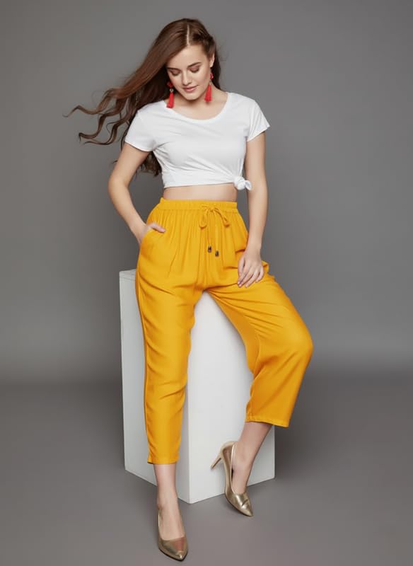 Image of Super Soft Viscose Rayon Flared Palazzo Pants for Women Stylish Wide Leg Straight Relaxed Fit Casual Ethnic Office Wear