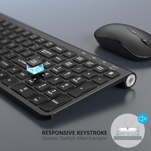 Image of JOYACCESS Wireless Keyboard Mouse Combo, Ergonomic Wireless Keyboard with Adjustable Stand, Type-C Connector,and Waterproof Film Compatible with Win 7 /8 /10, MacBook Pro /Air, Laptop - Black